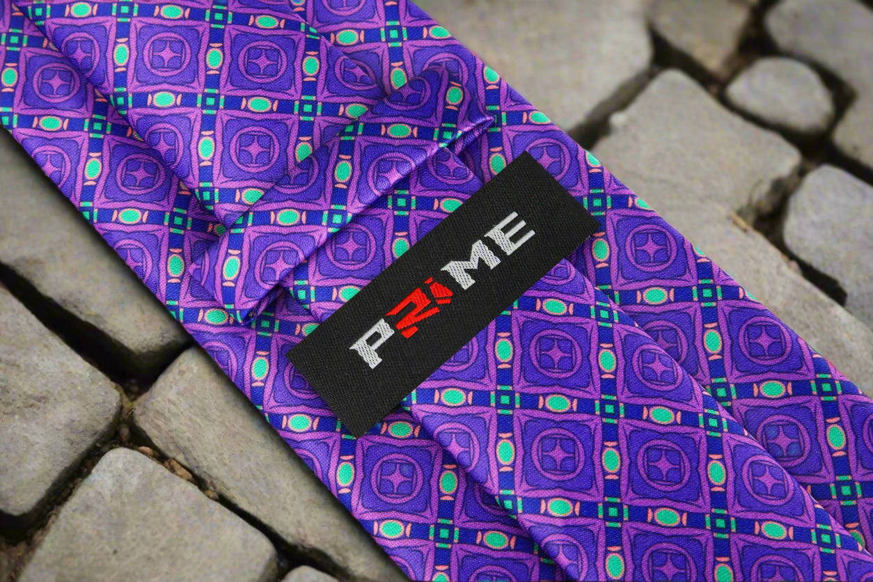 Purple, Aqua Geometric Tie Keep