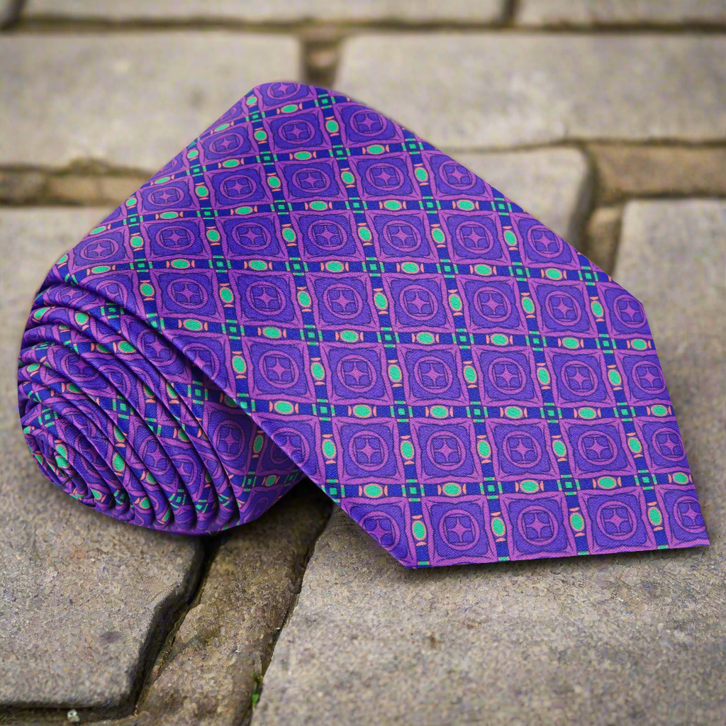 Purple, Aqua Geometric Tie  