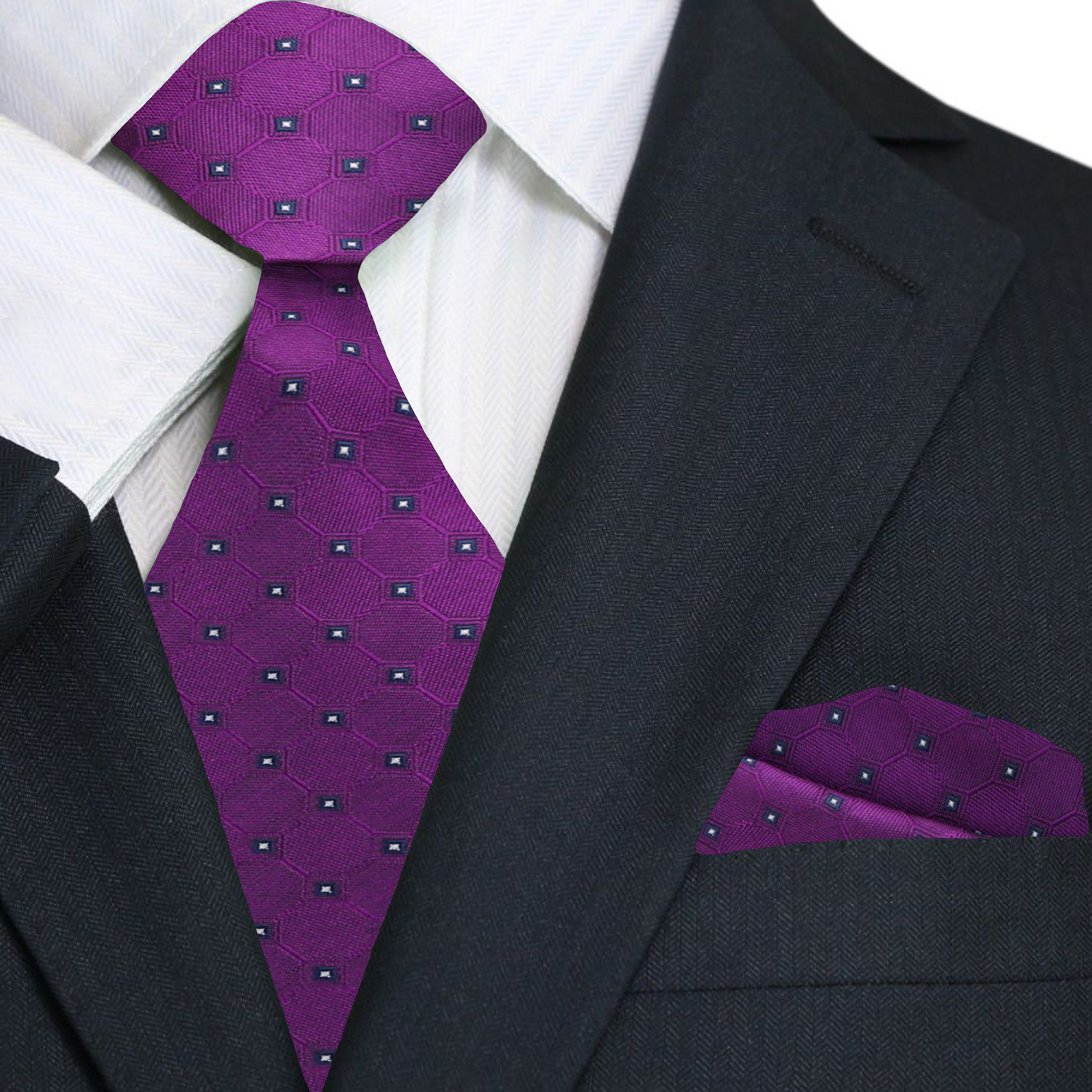 Main Purple Geometric Tie and Square