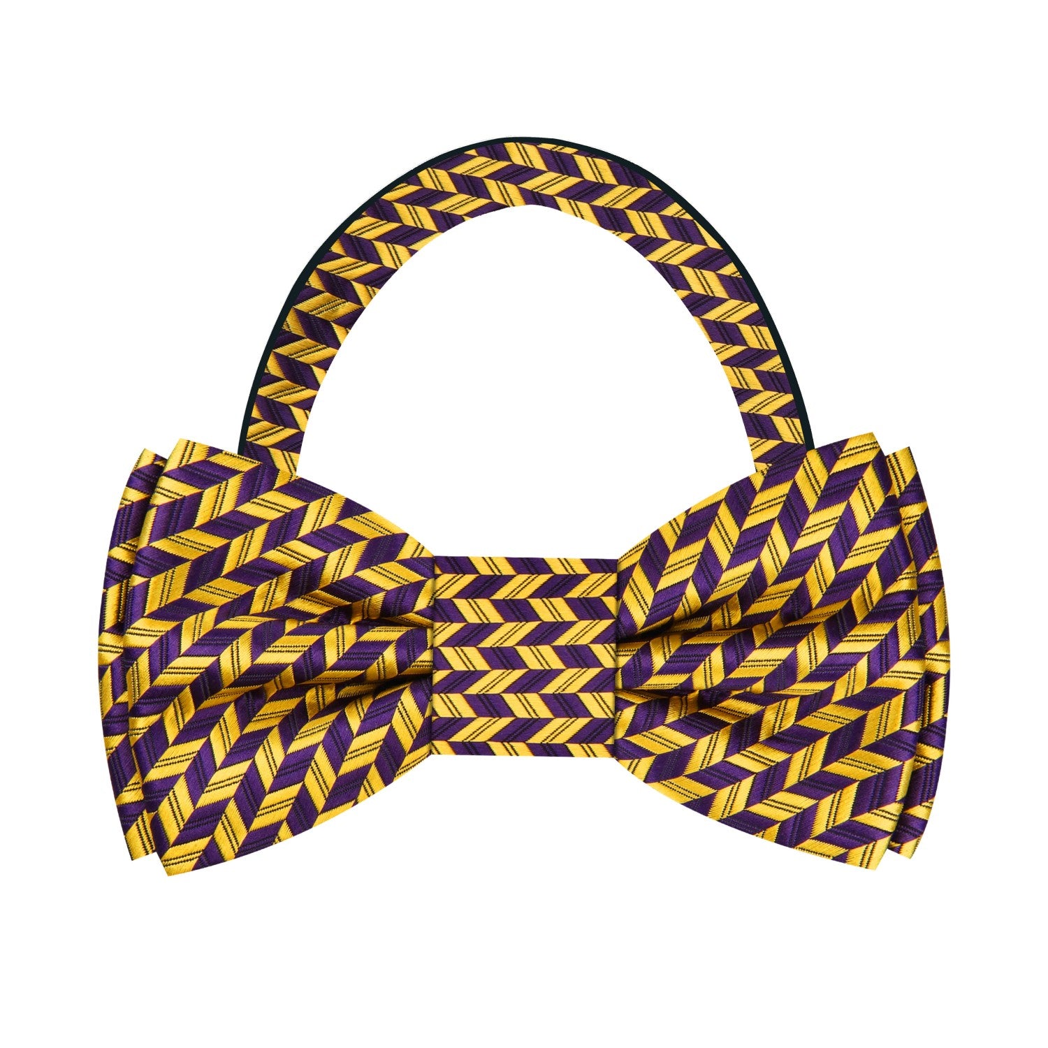 Gold and Purple Geometric Bow Tie Pre Tied