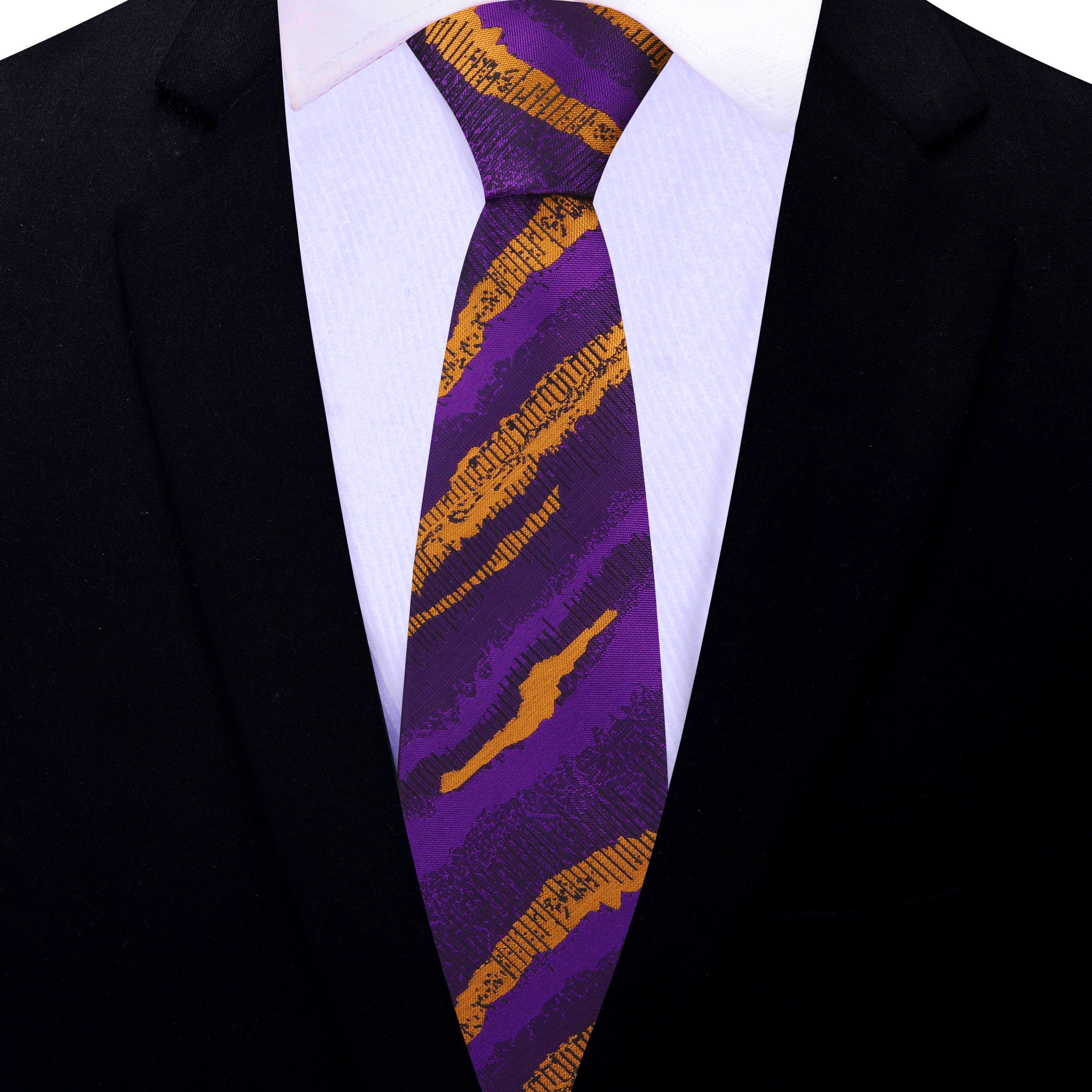 Purple Gold Abstract Necktie