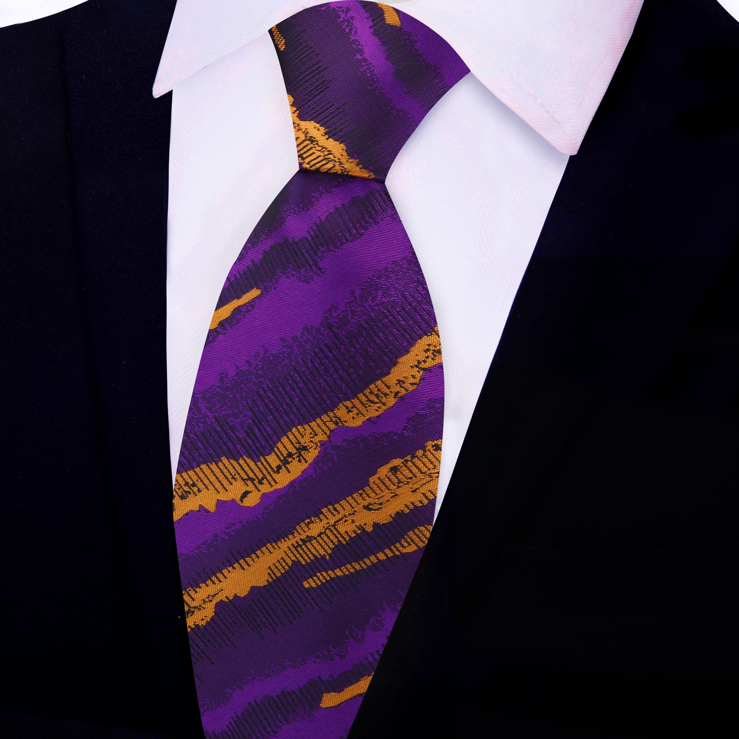 Purple Gold Abstract Necktie