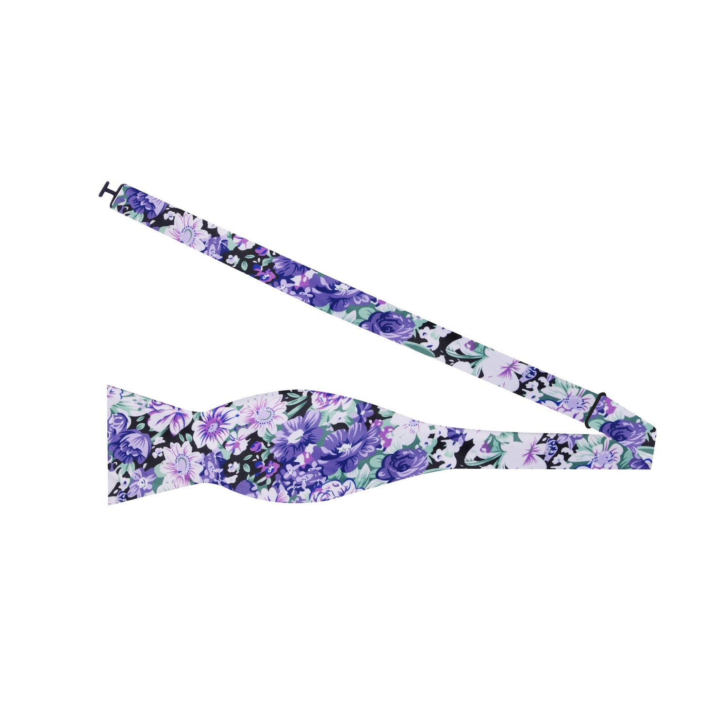 Purple, Green, White Floral Bow Tie Self Tie