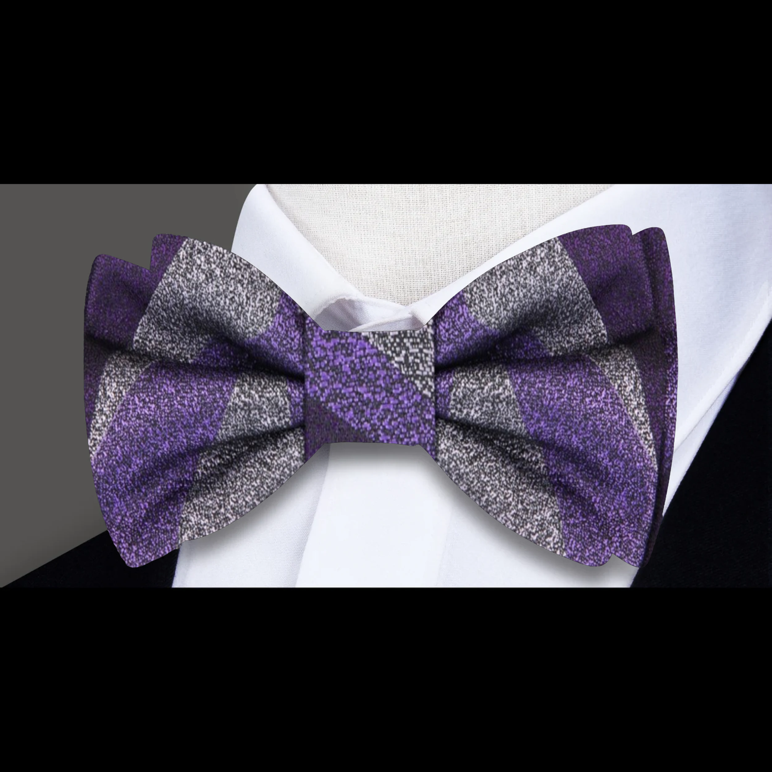 Purple and Grey Abstract Bow Tie 