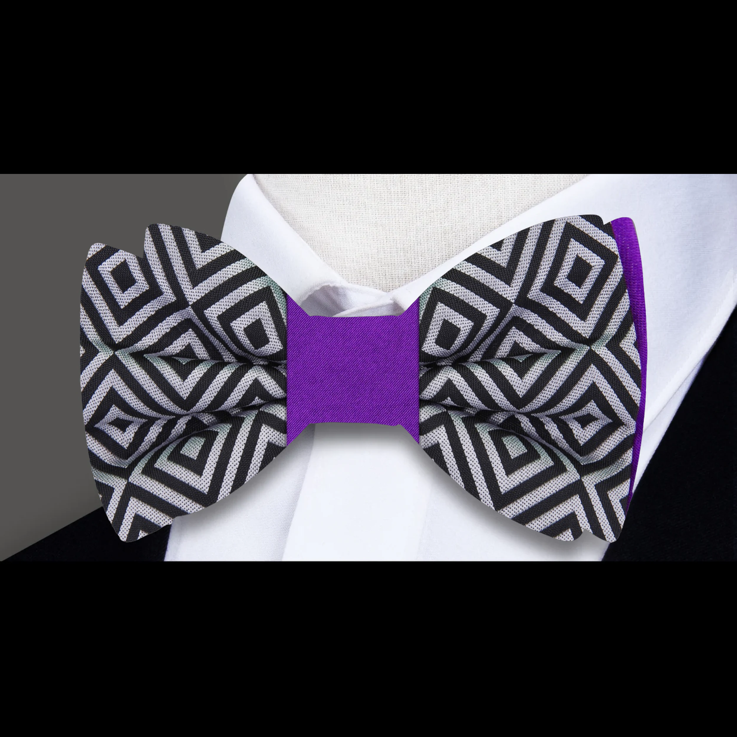 Purple Grey Black Double Sided Cover Two Bow Tie  