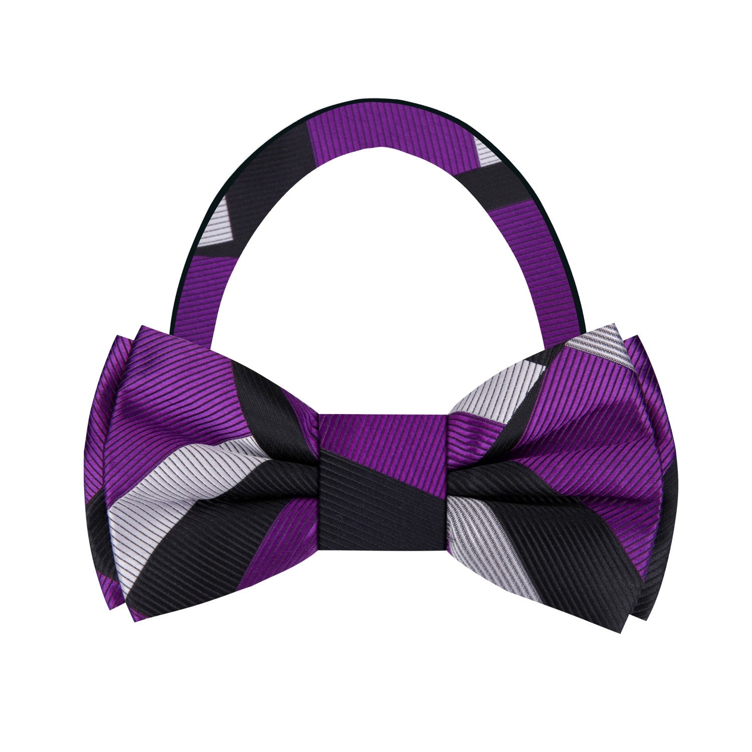 Purple, Black, Grey Abstract Bow Tie Pre Tied