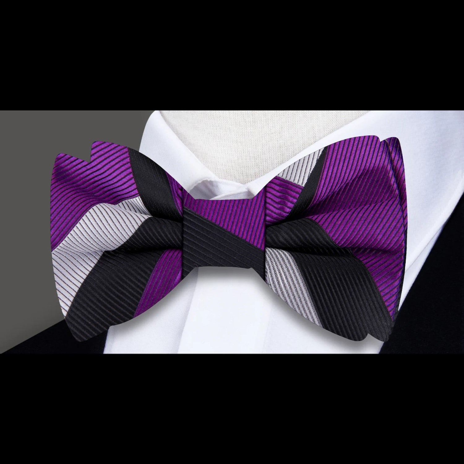 Purple, Black, Grey Abstract Bow Tie
