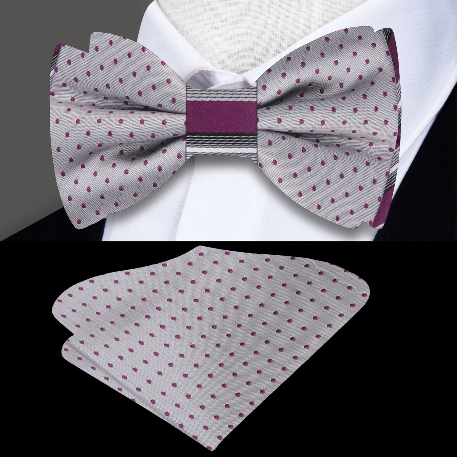 Dual Pattern Ties Double Sided Bow Tie