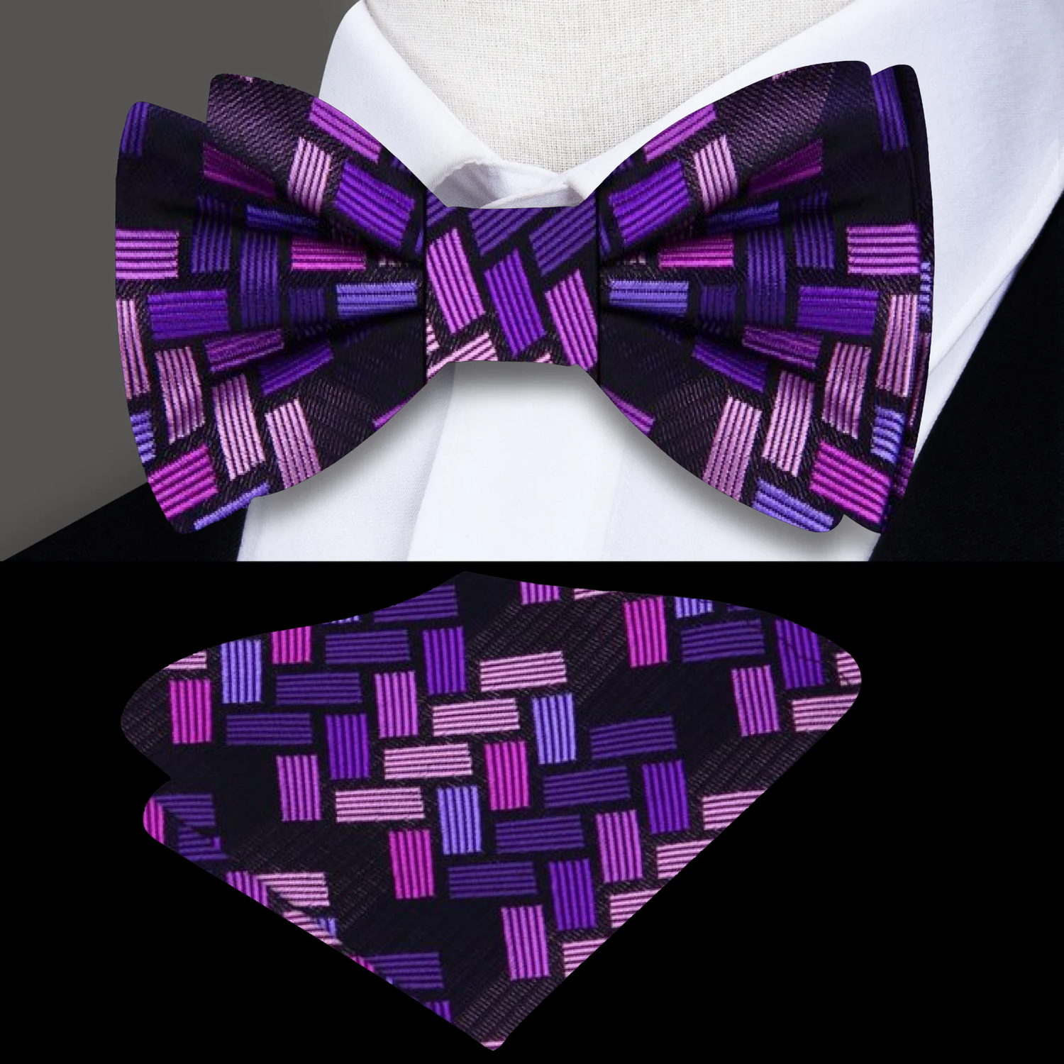 Purple Geometric Bow Tie and Square
