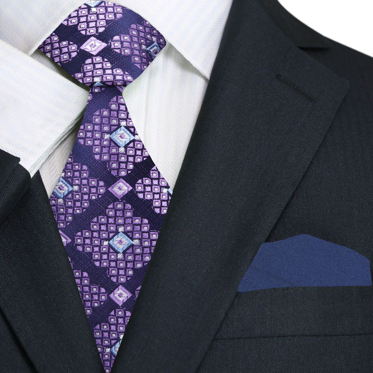 Purple Geometric Tie and Blue Square