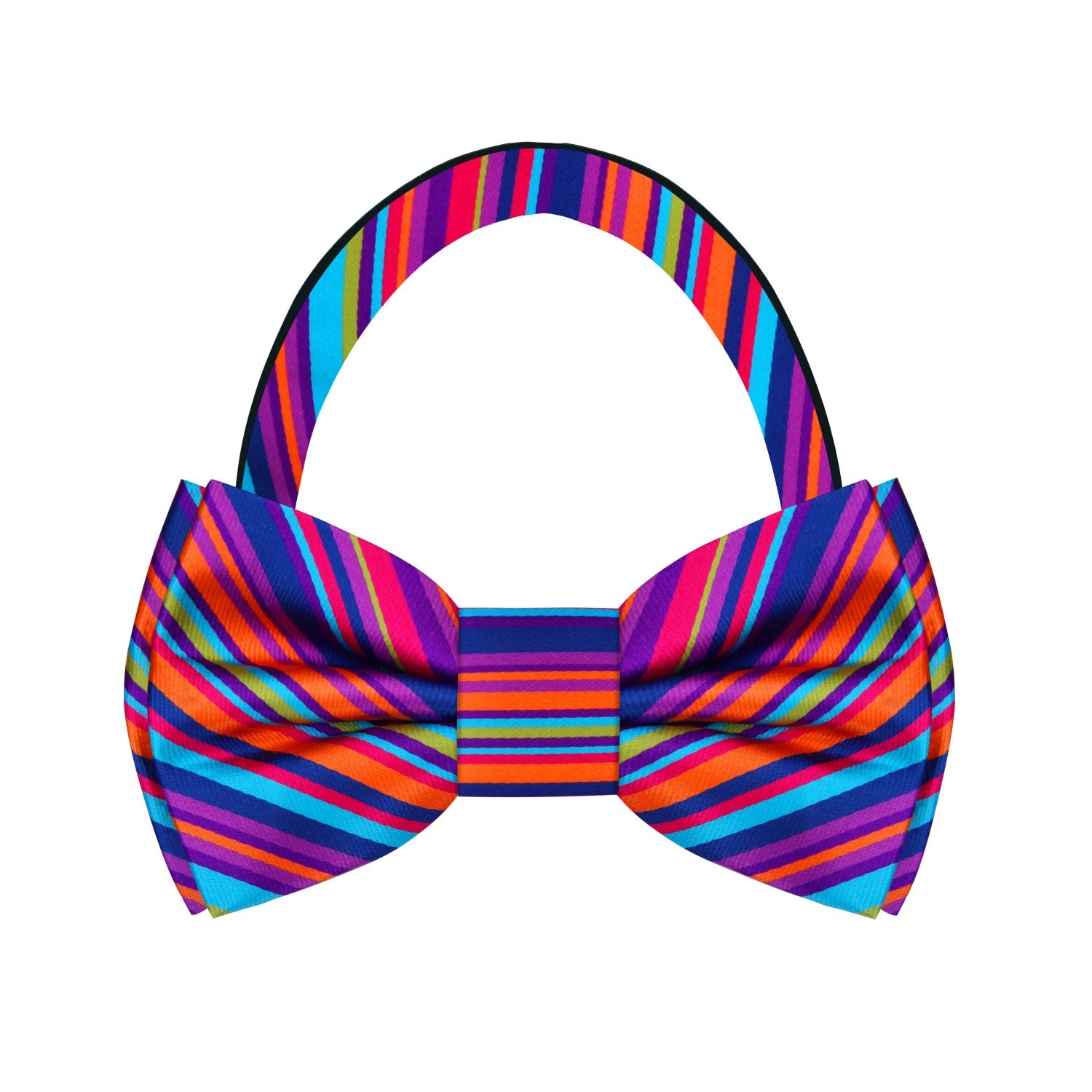 Purple, Blue, Orange Stripe Bow Tie Pre Tied