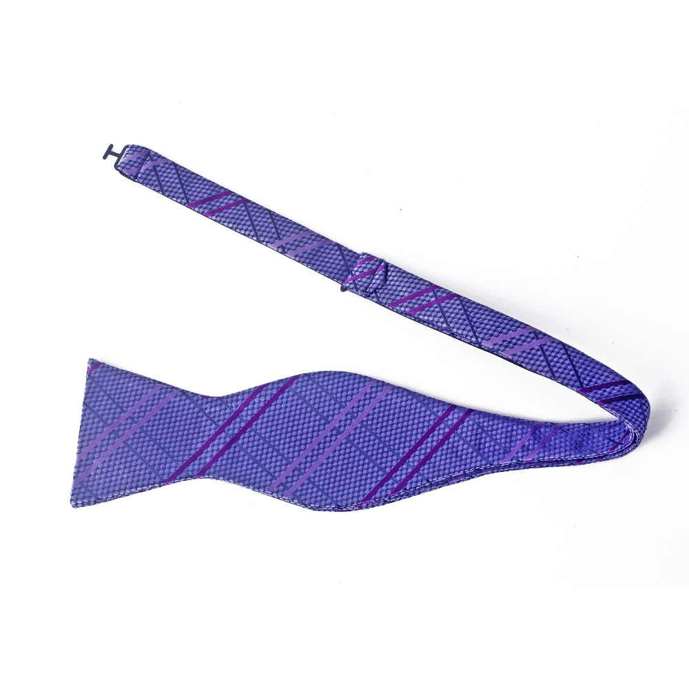 Purple Plaid Bow Tie Self tie
