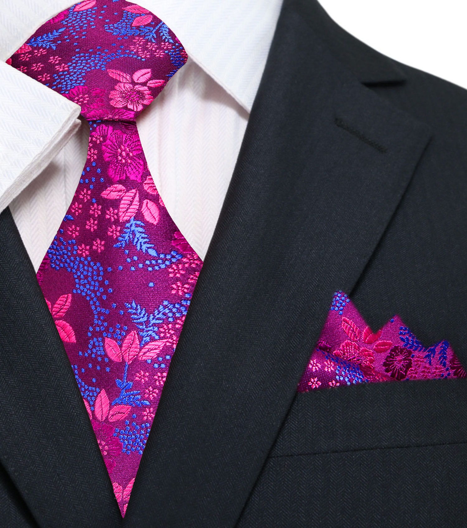 Purple, Pink, Blue Floral Tie and Square
