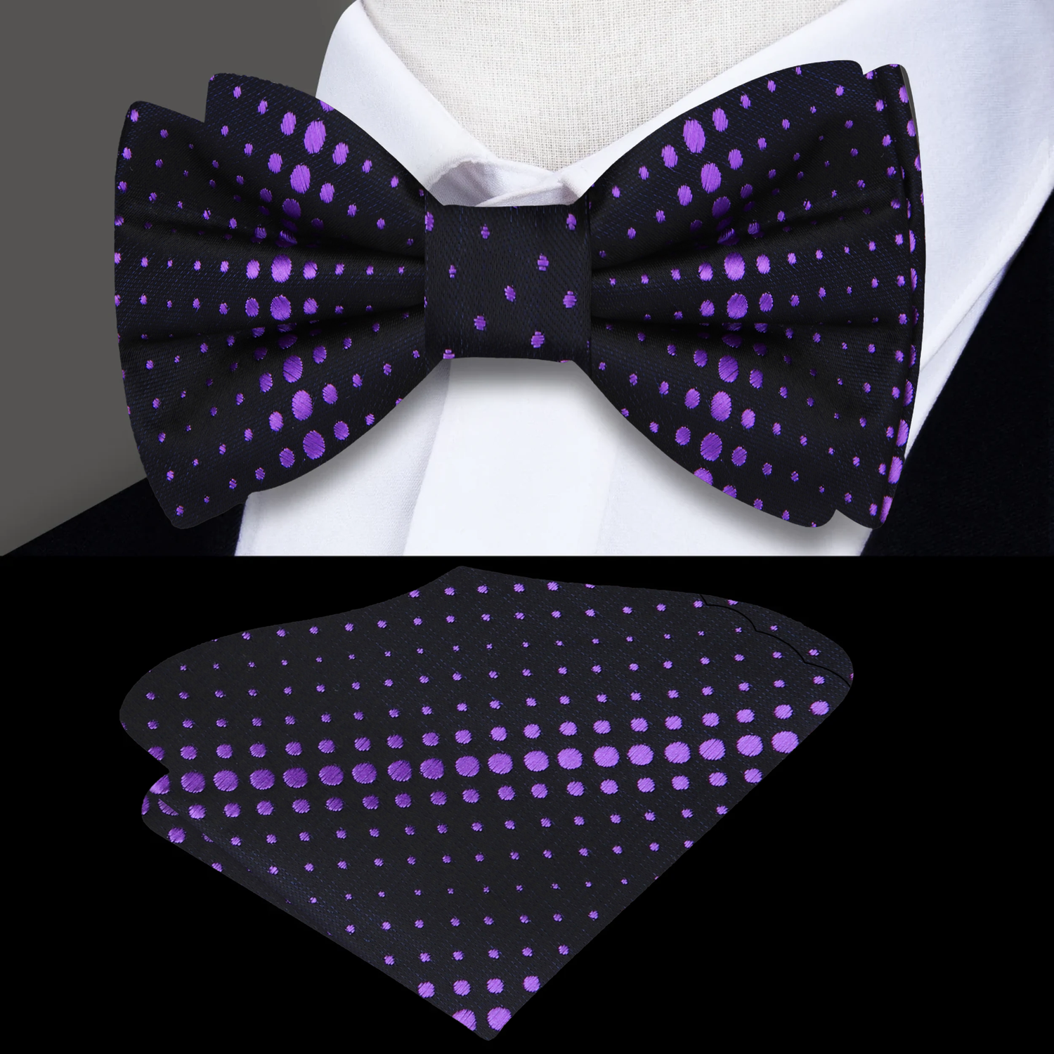 Purple Dots Bow Tie and Square