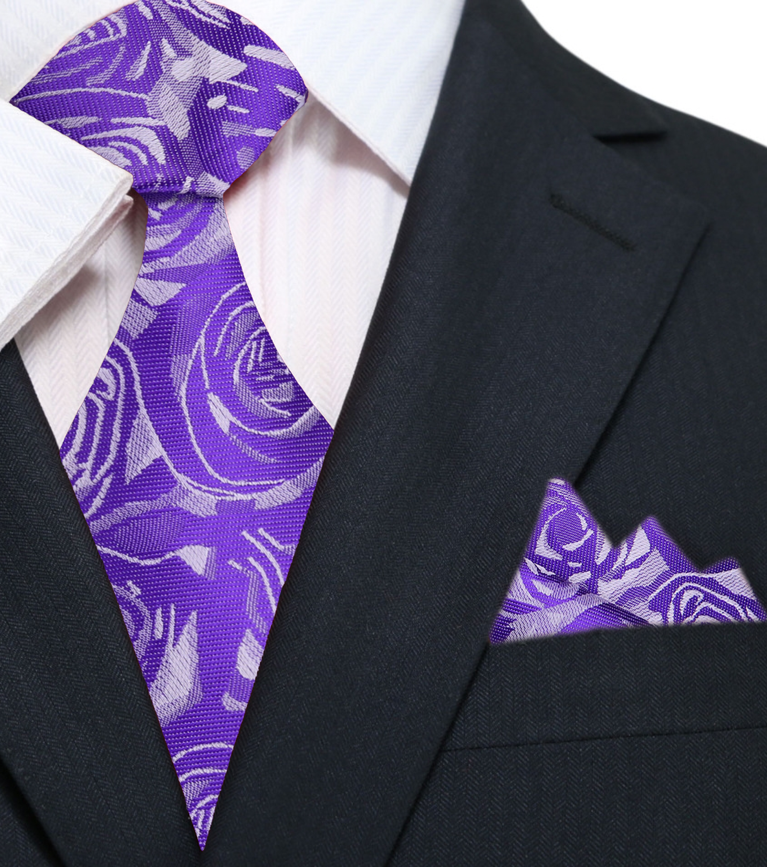 Shades of Purple Sketched Roses Necktie and Square