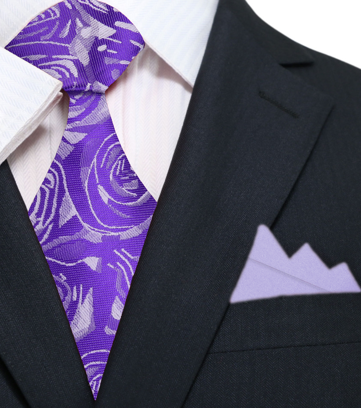 Shades of Purple Sketched Roses Necktie and Light Purple Square