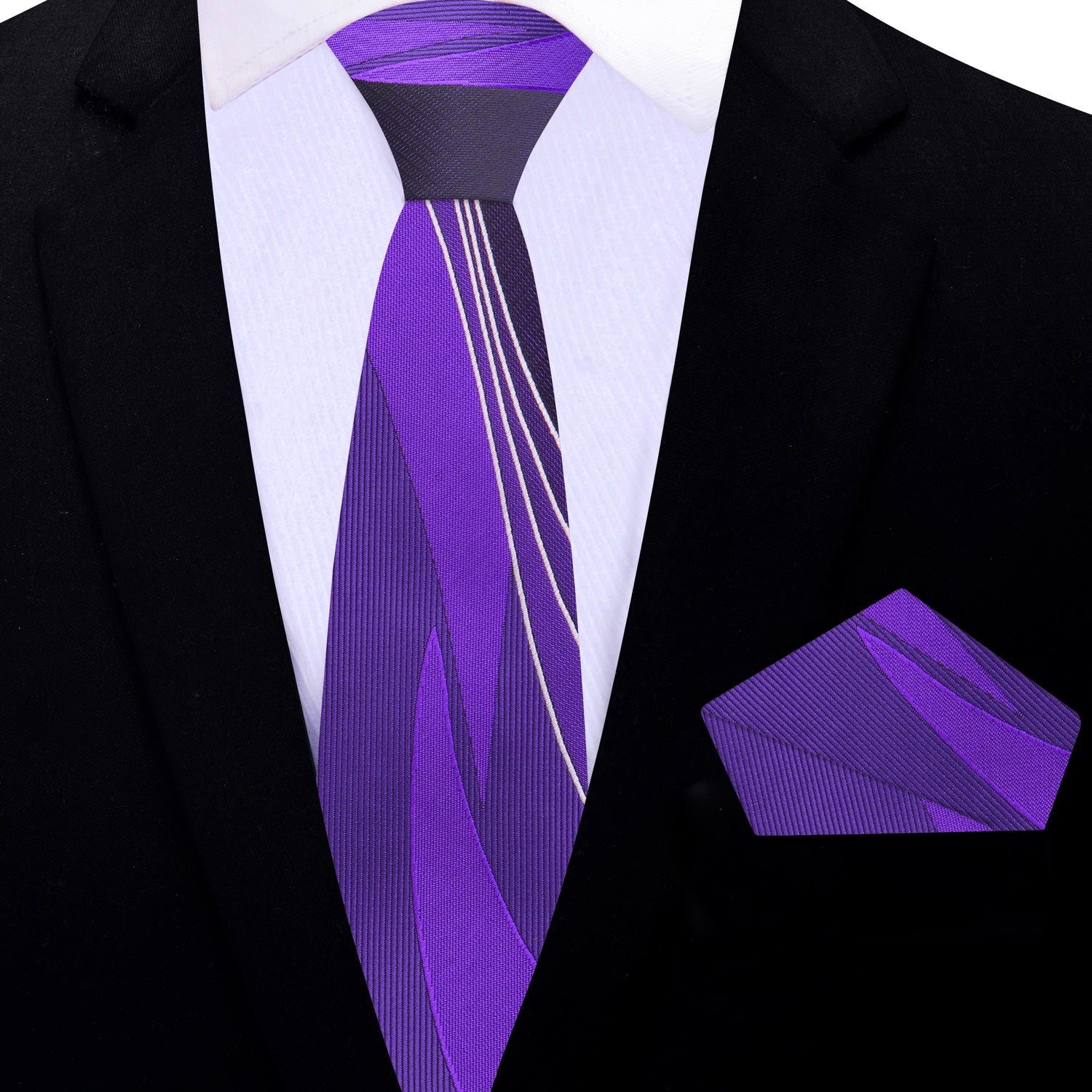 Thin Tie: Shades of Purple Abstract Lines Tie and Matching Square