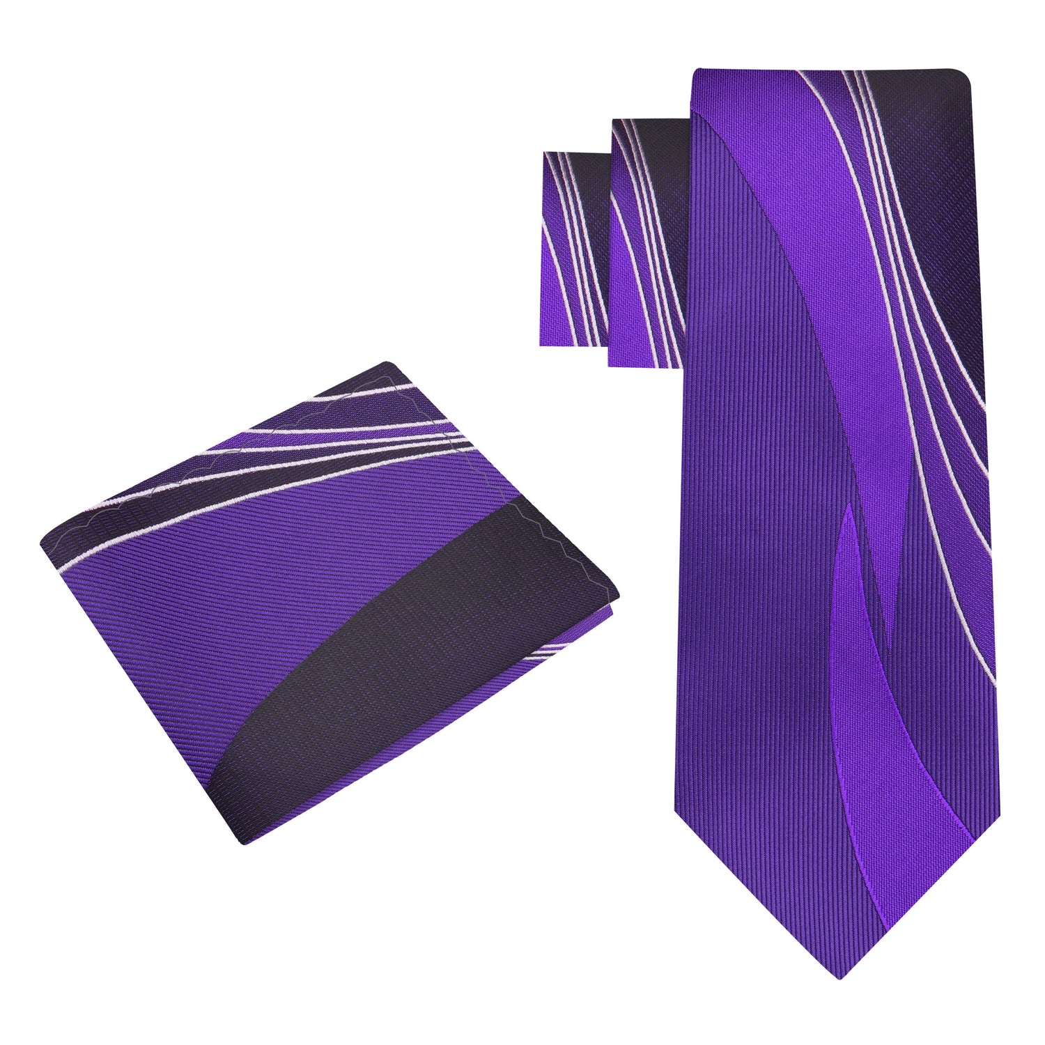 Alt View: Shades of Purple Abstract Lines Tie and Matching Square