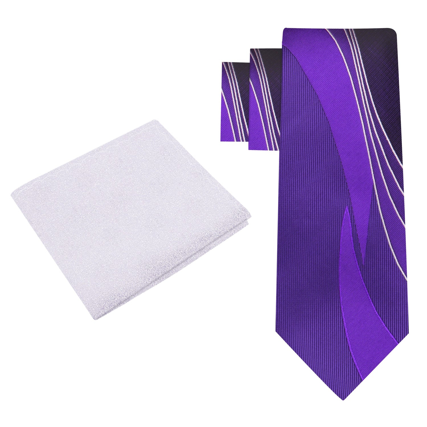 Alt View: Shades of Purple Abstract Lines Tie and Shimmer Silver Square
