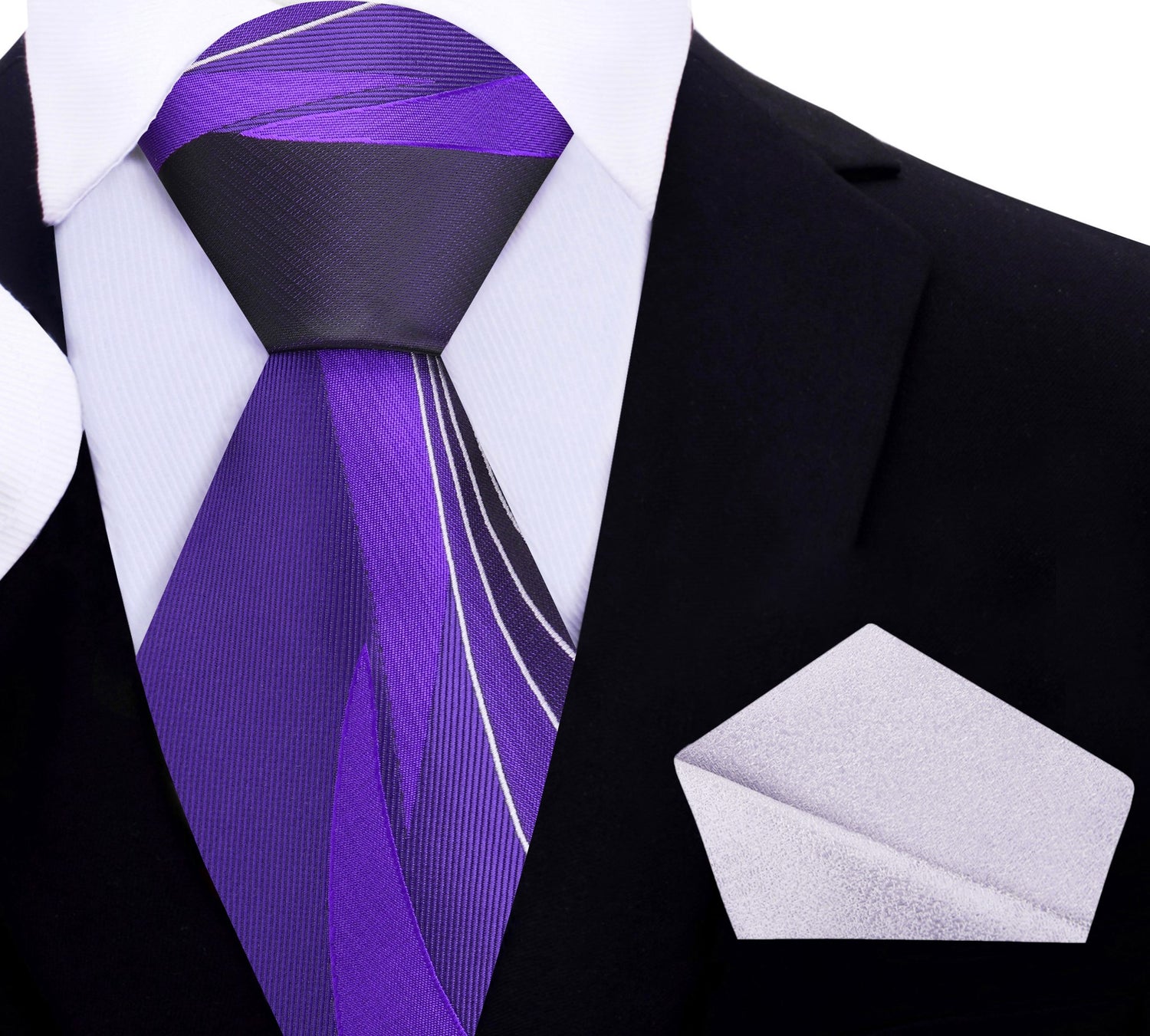 Shades of Purple Abstract Lines Tie and Shimmer Silver Square