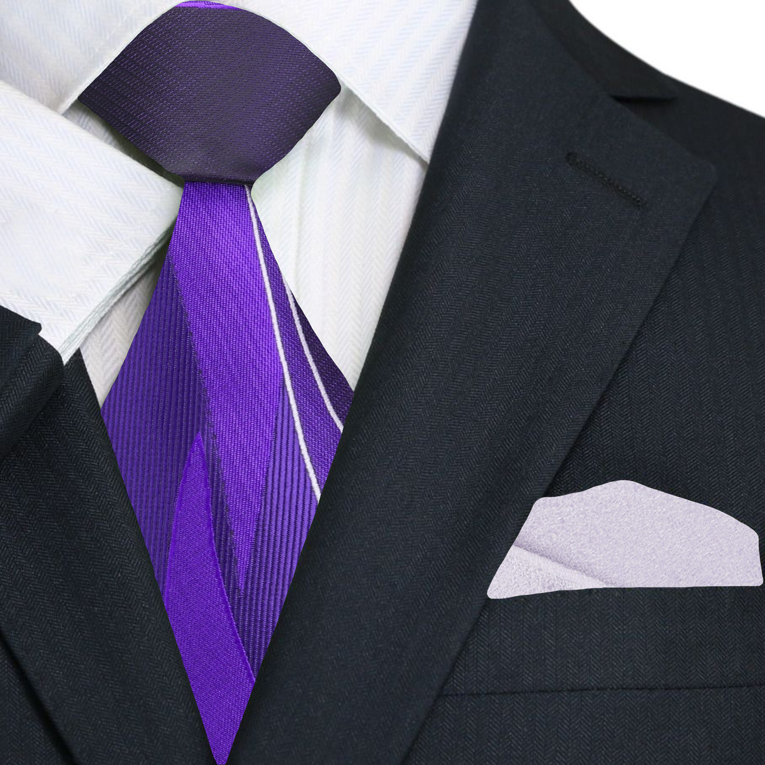 Premium: Shades of Purple Abstract Lines Tie and Shimmer Silver Square