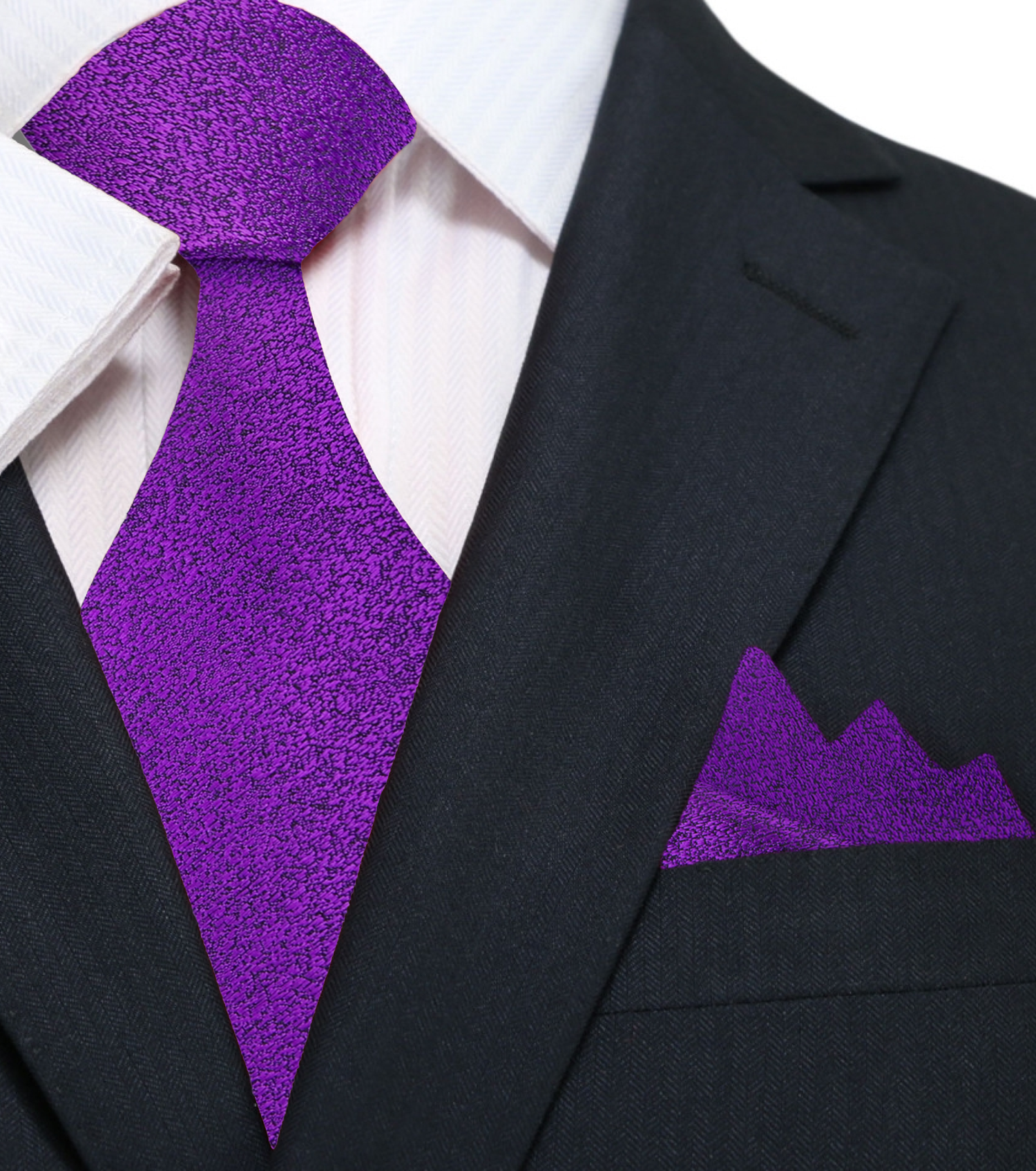 Shimmer Purple Tie and Pocket Square||Purple Shimmer