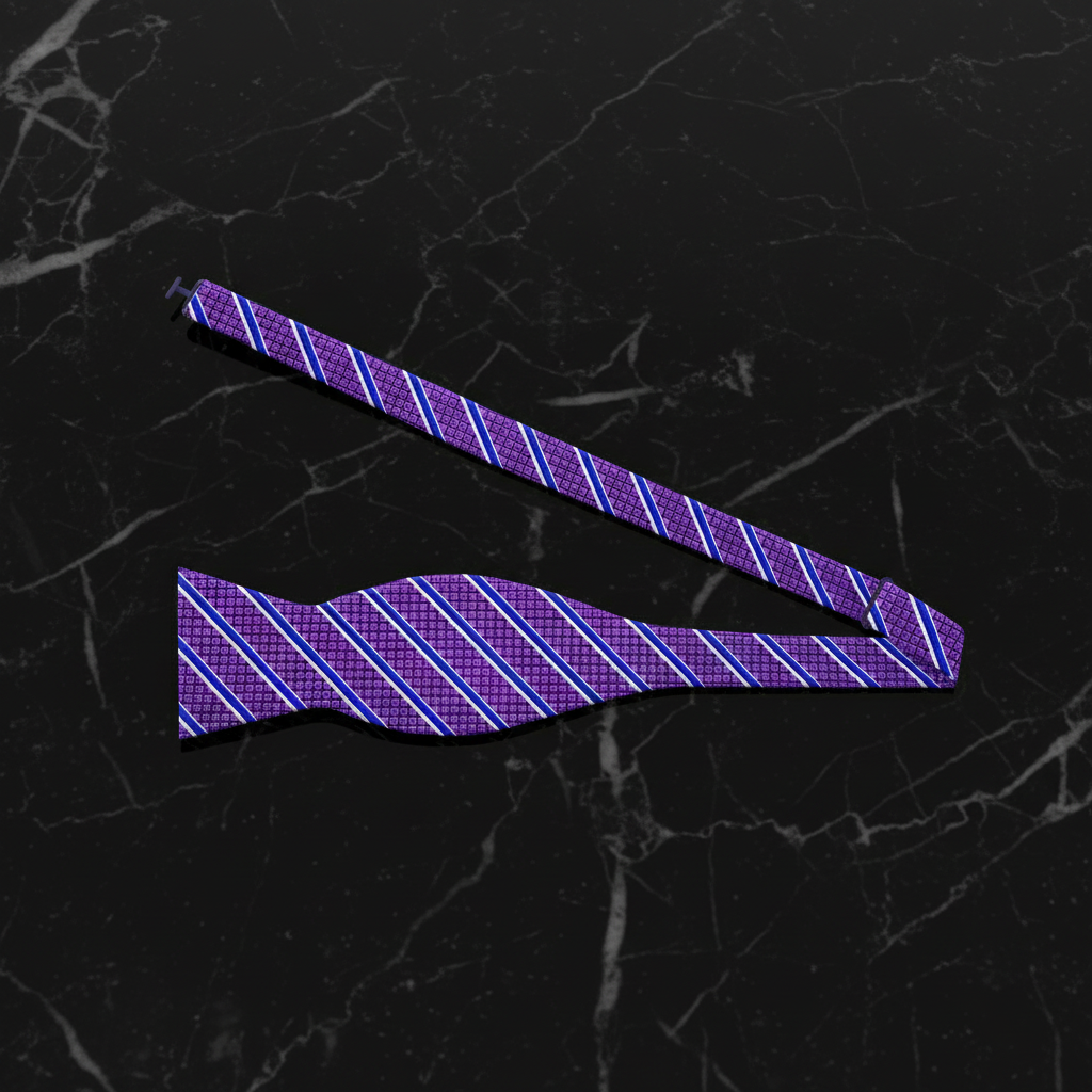 Purple Stipe Bow Tie and Purple Square Self Tie