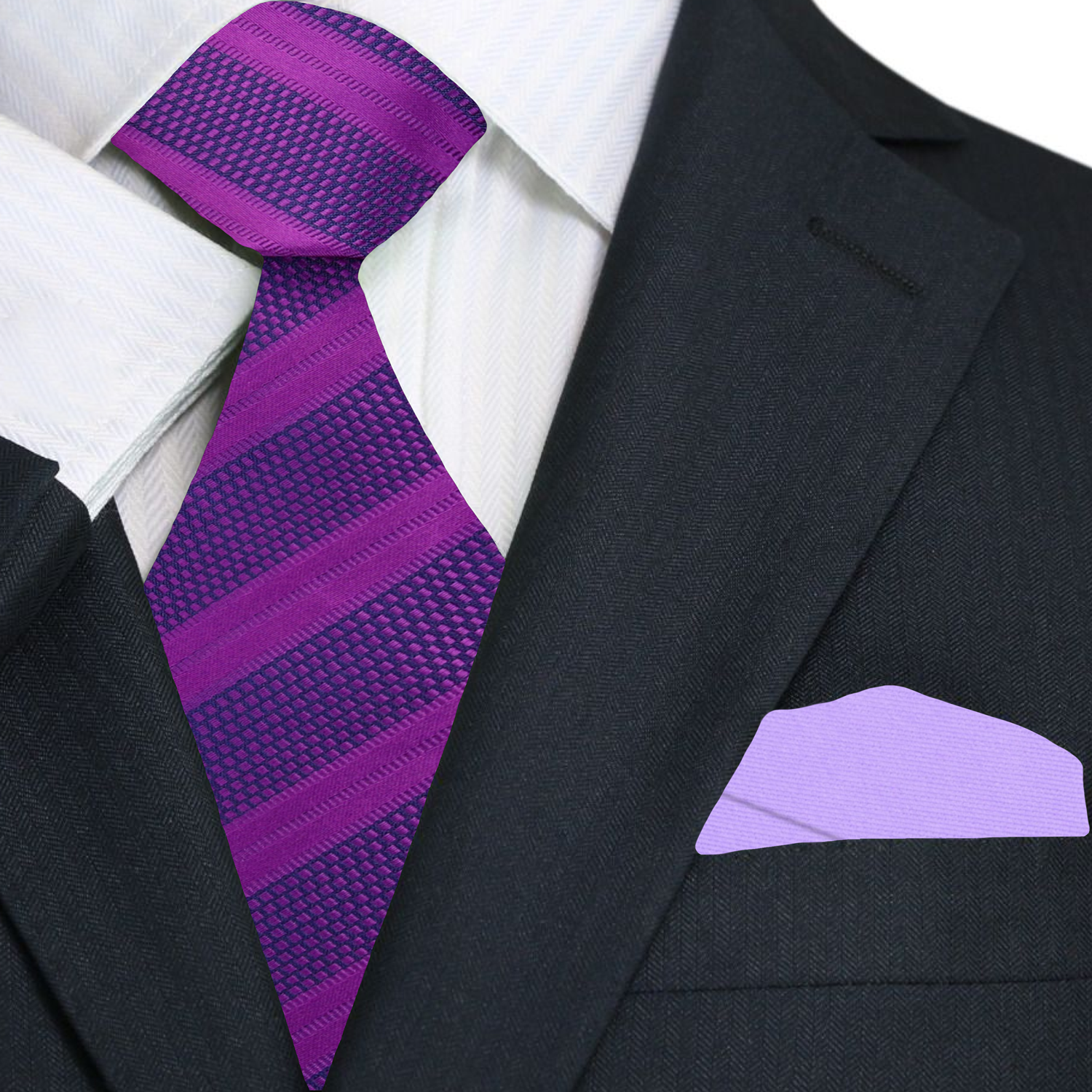 Purple striped tie and Light Purple Square