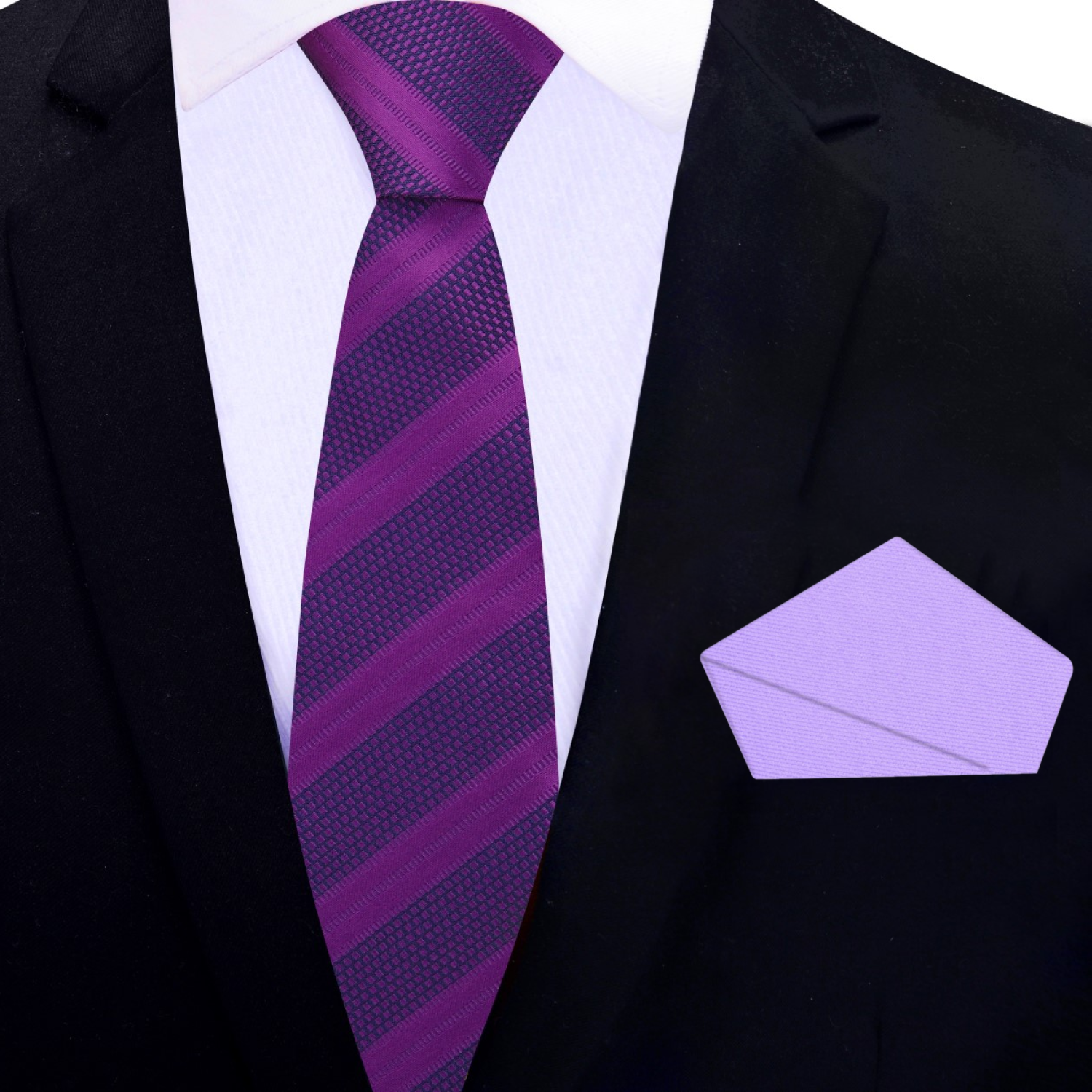 Thin Purple striped tie and Light Purple Square