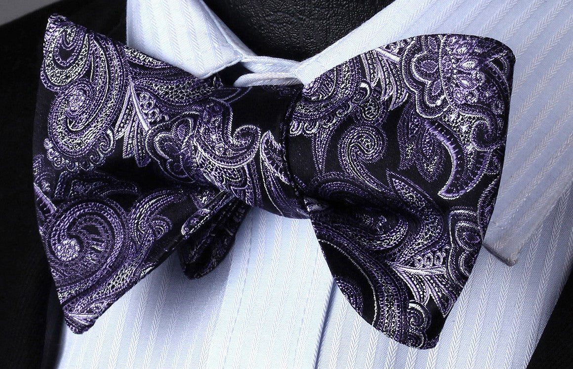 Purple Paisley bow tie