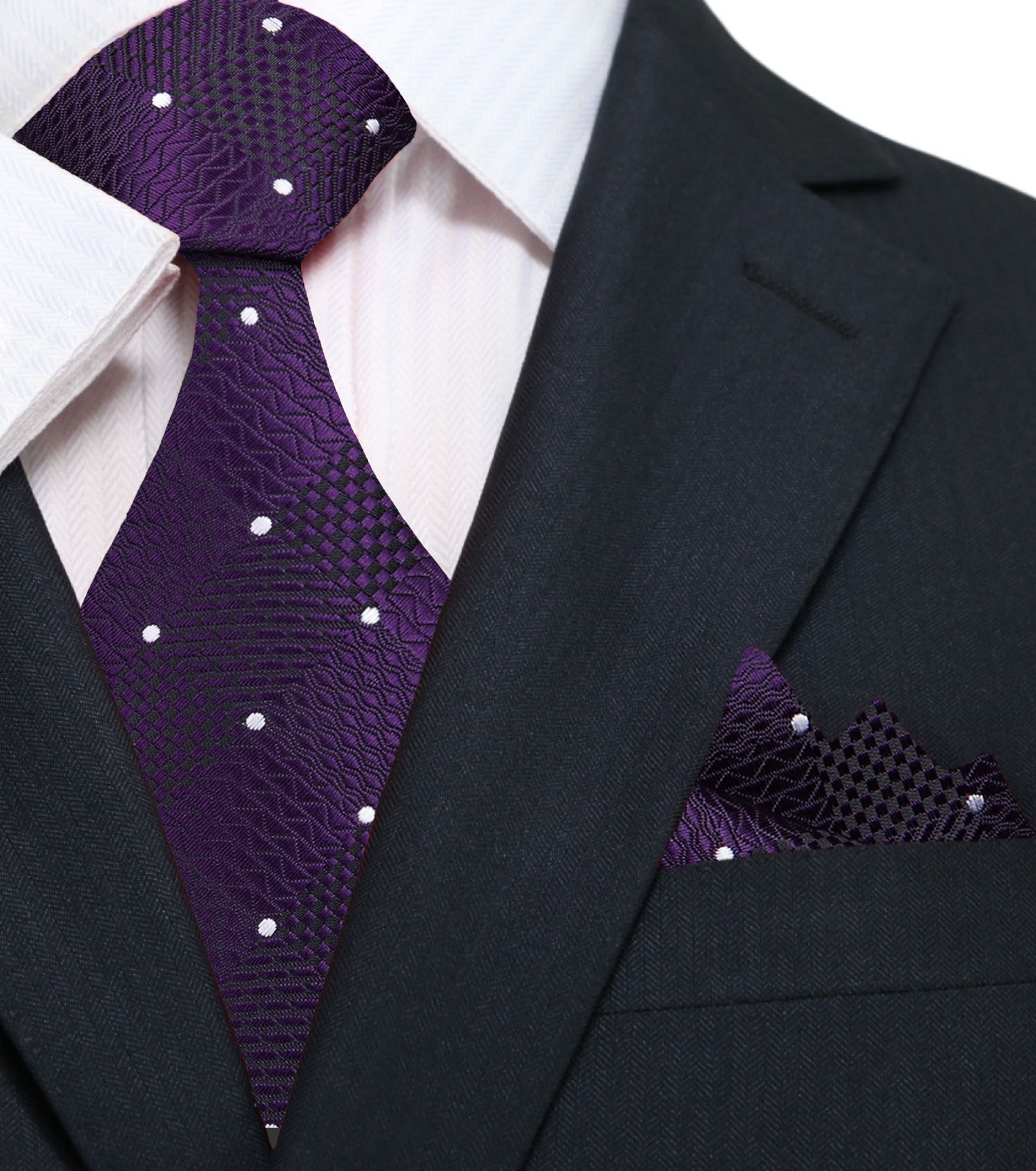 Purple, White Rothschild Tie and Pocket Square