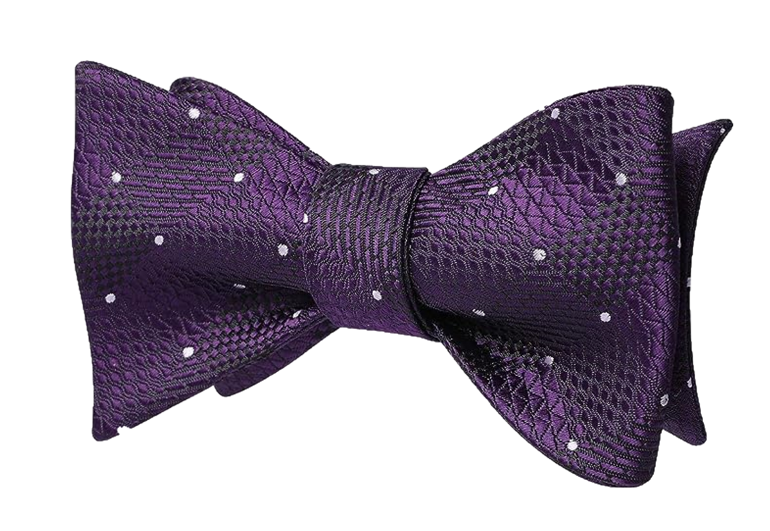 Purple Silk with White Dot Geometric Bow Tie  