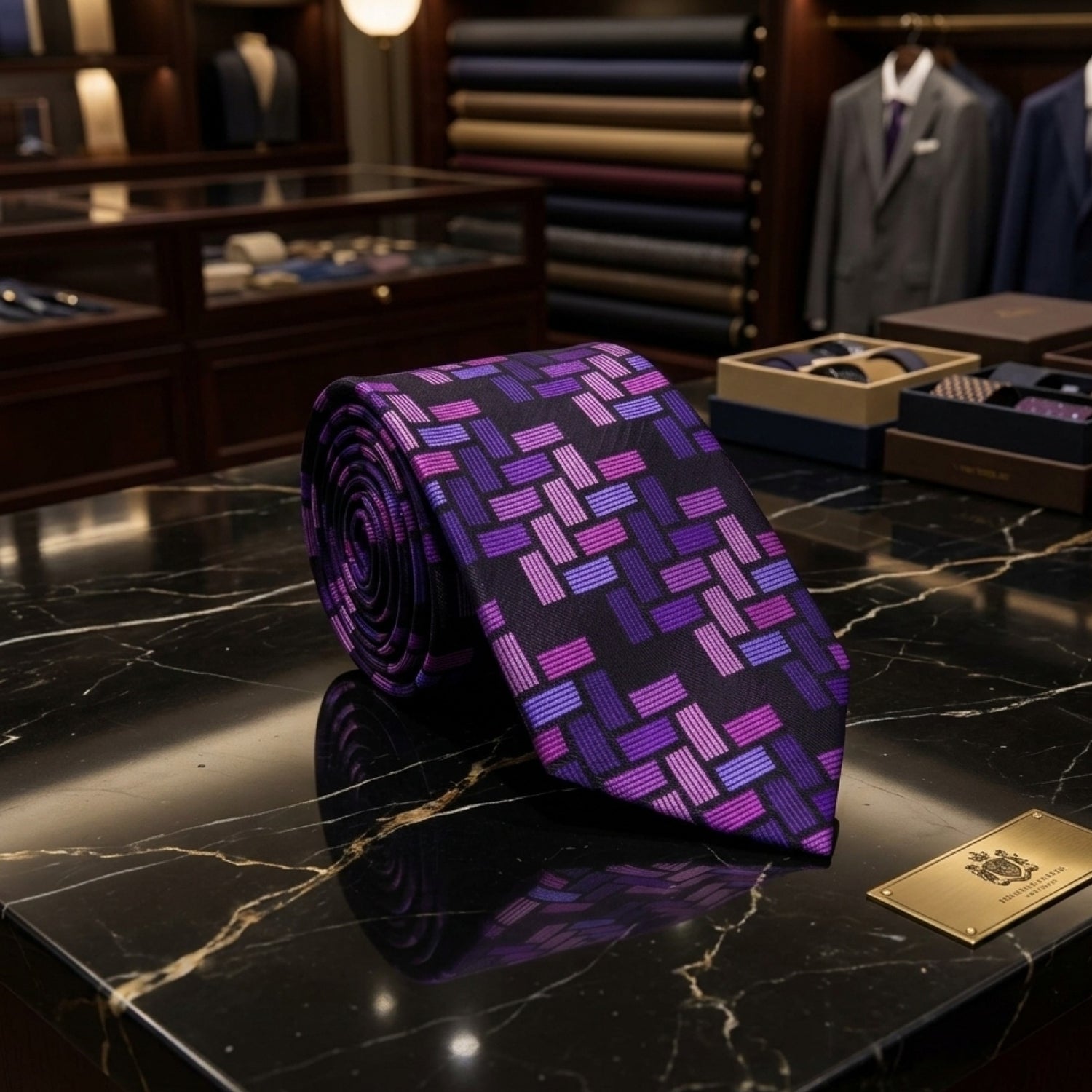 Purple Blocks Tie