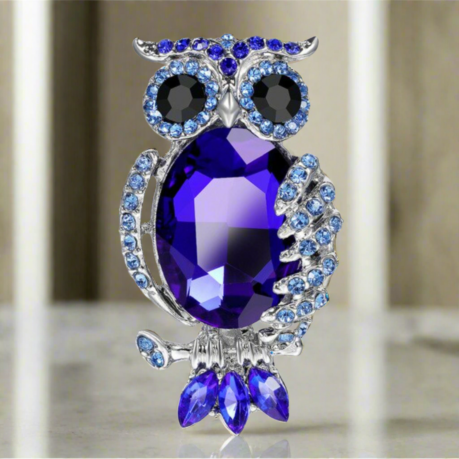 Purple and Blue with Chrome Owl Lapel Pin