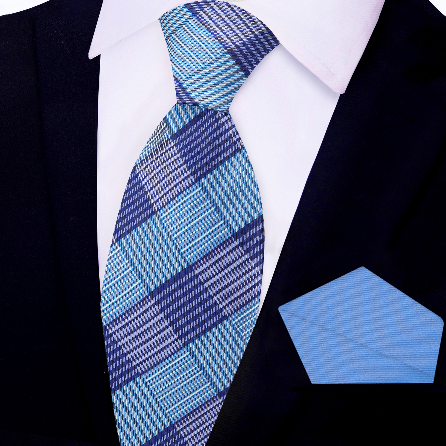 Shades of Blue Serene Plaid Necktie