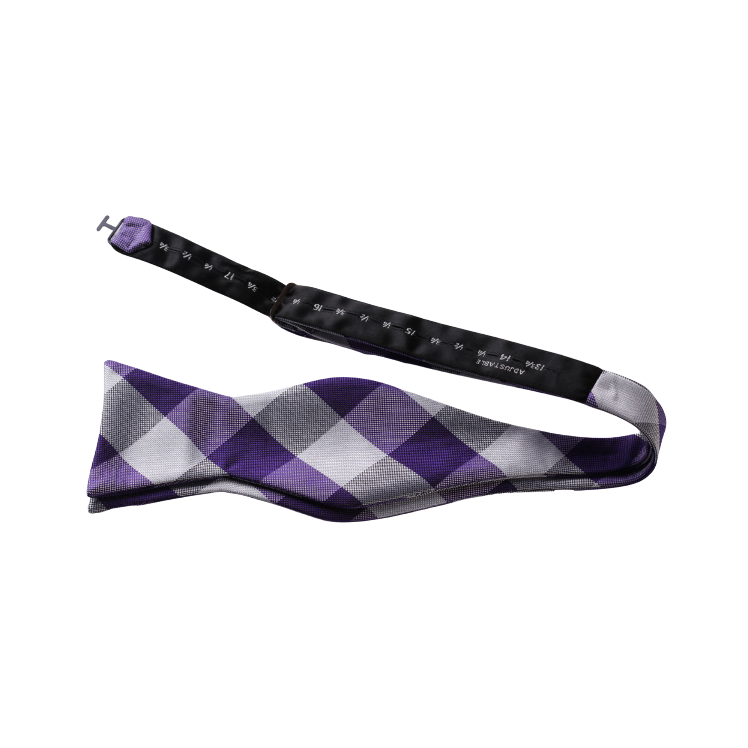 Self Tie: Purple and Light Grey Plaid Bow Tie