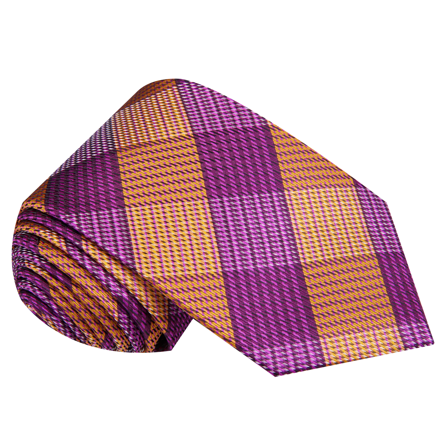 Purple and Orange Plaid Necktie  