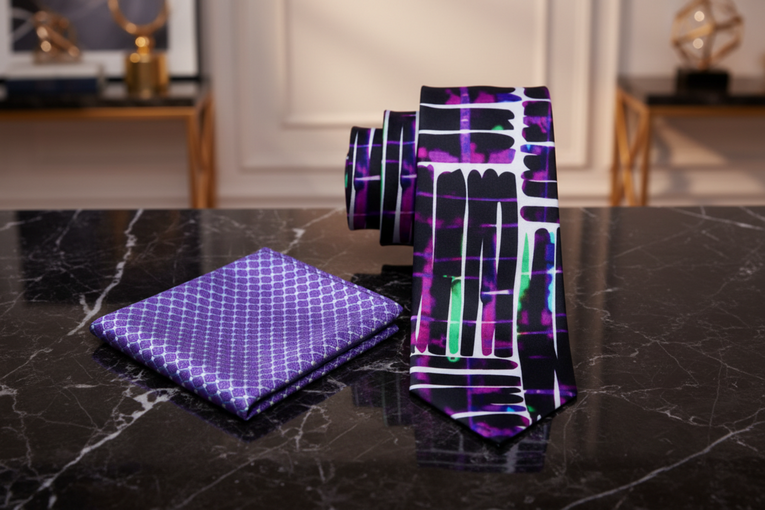 Purplescape Tie and Square 2