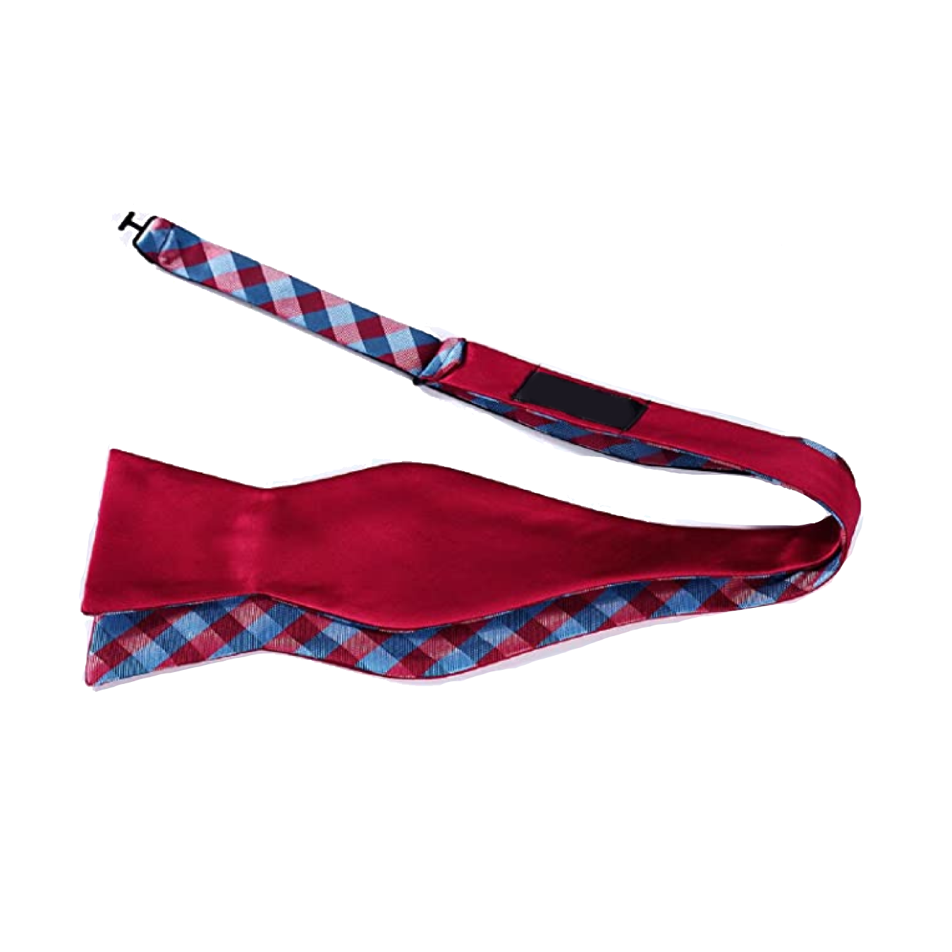Self Tie: Red and Blue Check Bow tie and Square