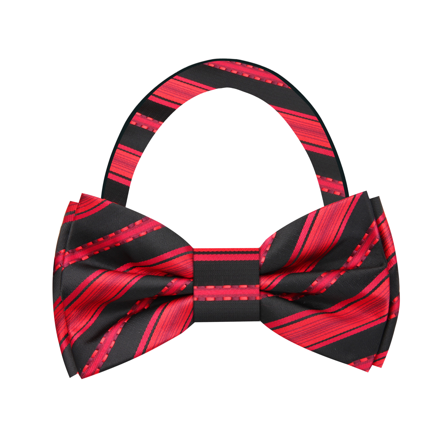 Red, Black Stripe Bow Tie Pre Tied