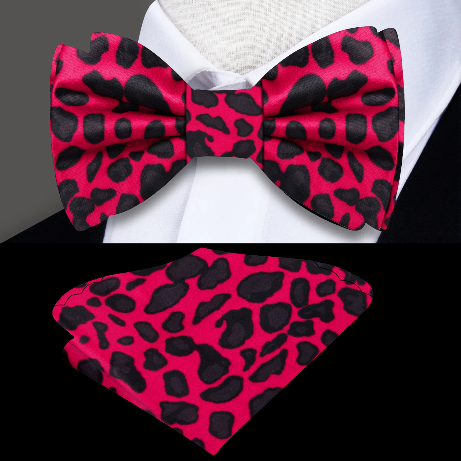  Red Brown Black Cheetah Bow tie and square