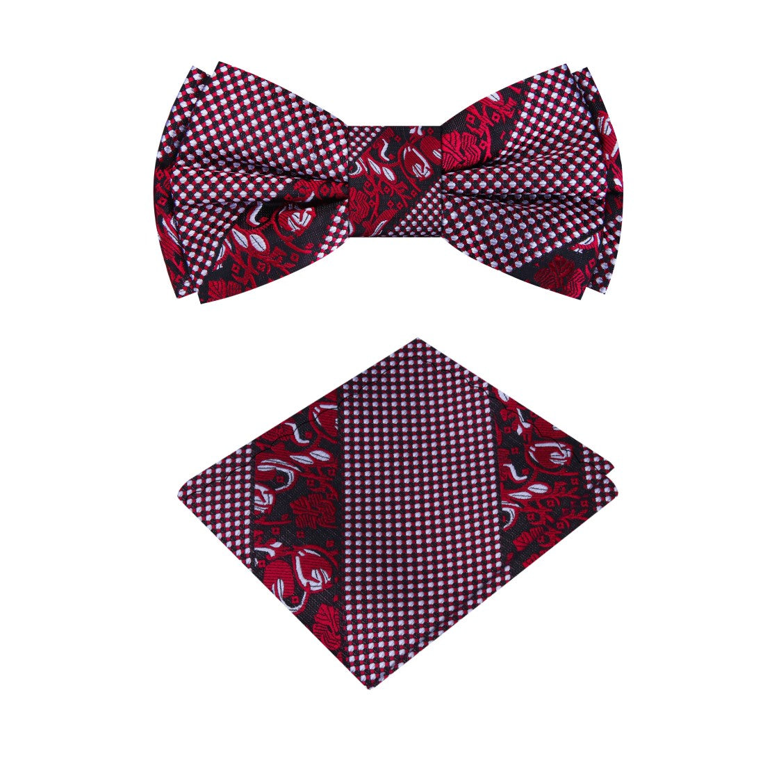 Red Floral Bow Tie and Square