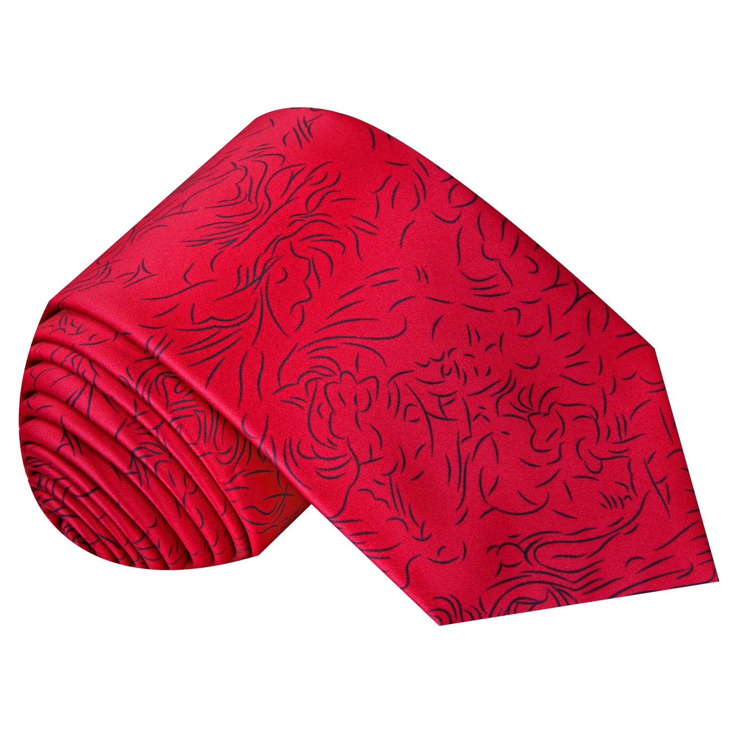 Bright Red and Black Abstract Lines Tie 