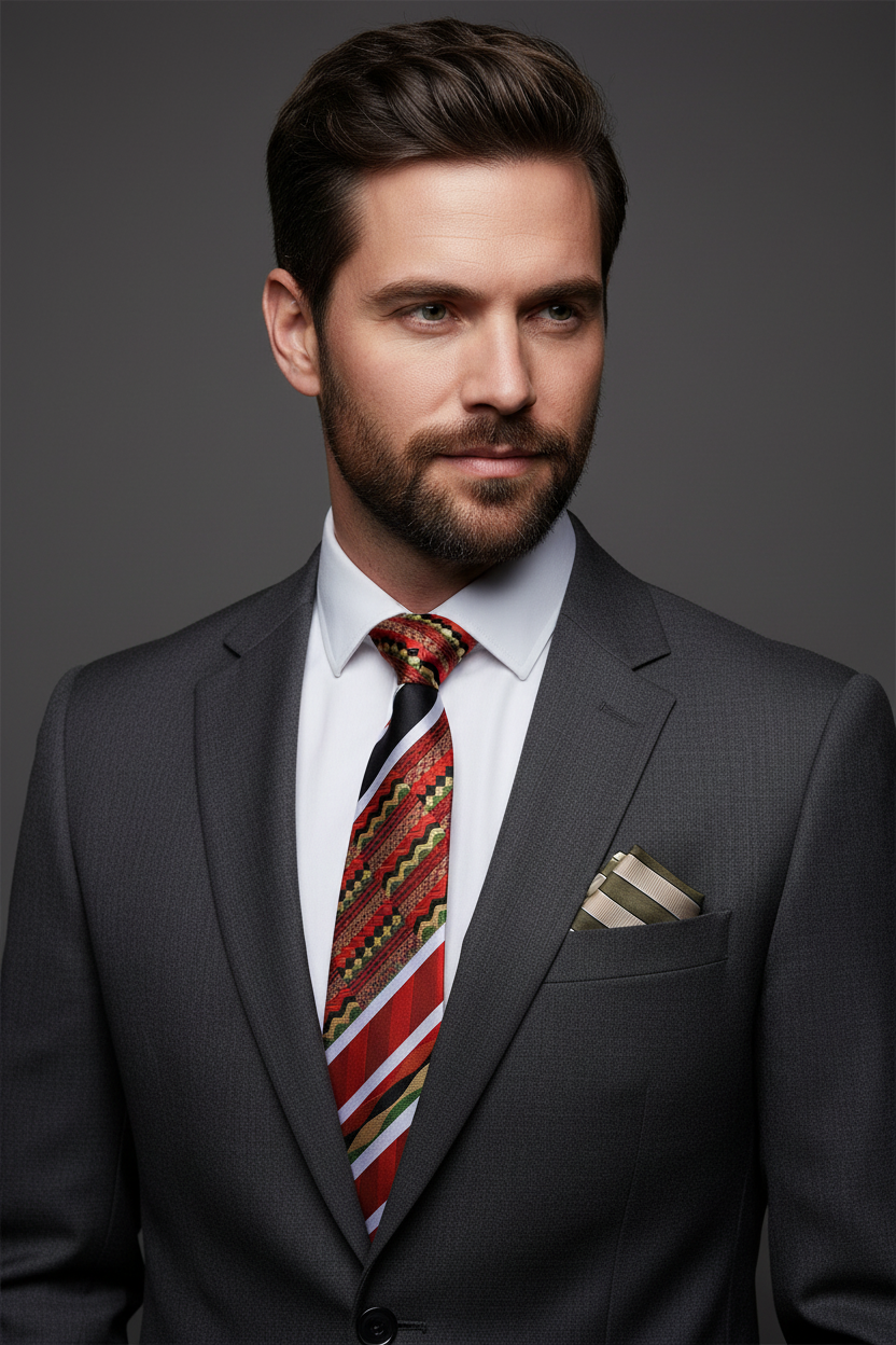 Vibrant Kente Pattern Necktie | Cultural Elegance with Modern Sophistication