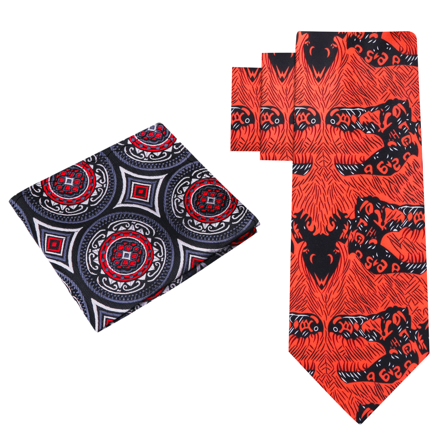 Alt View: Red, Black Abstract Necktie and Abstract Square