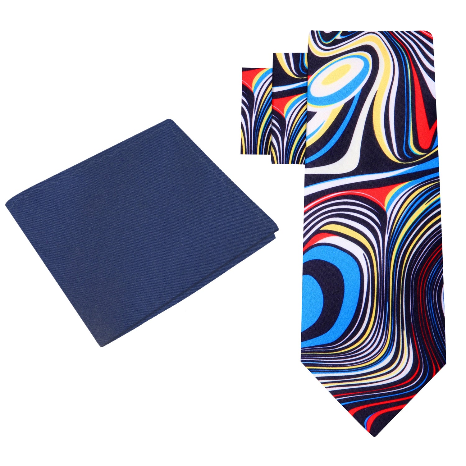 Alt View: Blue, Red, Yellow and White Abstract Tie and Blue Square