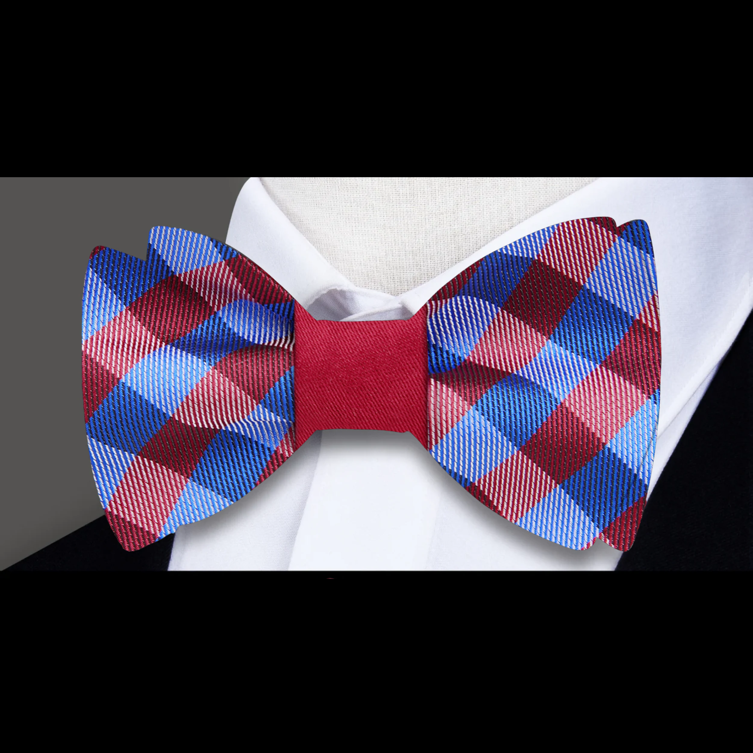 Red and Blue Check Bow tie  