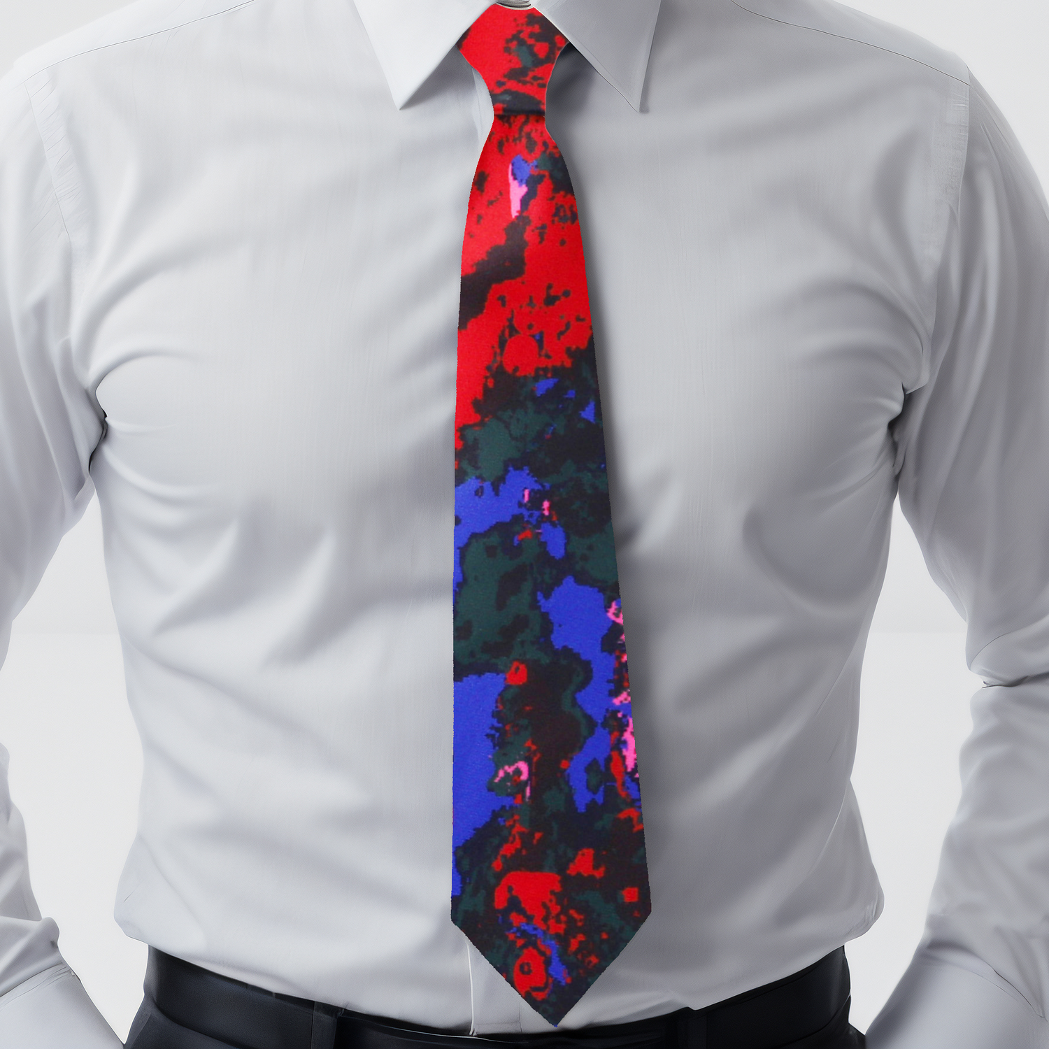 4: Red, Blue, Pink Abstract necktie