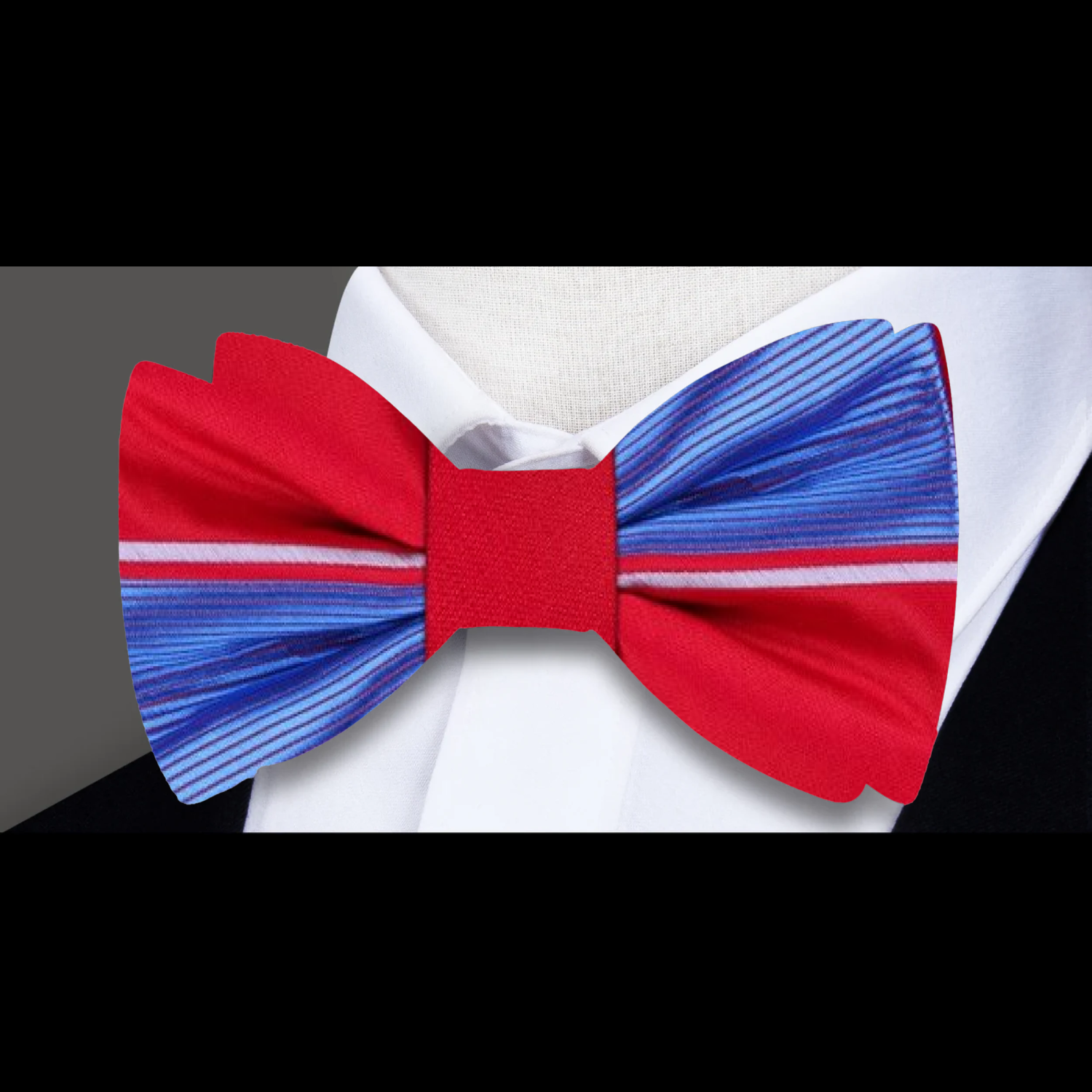 Light Blue, Red Lined Bow Tie