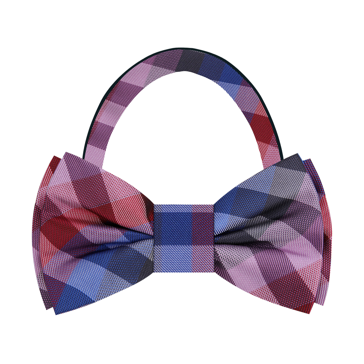Red Blue Pink Plaid Bow Tie Pre Tied